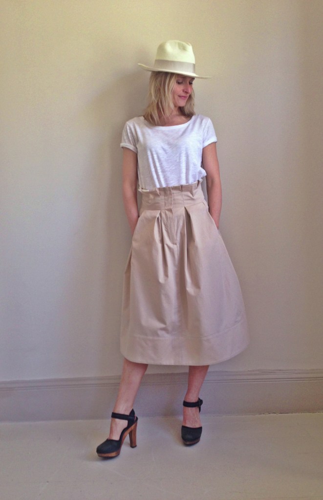 Audrey Skirt - with beautiful pleated waistband, also available in black - £290 - Update your entire wardrobe by wearing the midi length skirt.  Wear with a t-shirt of pristine white shirt.