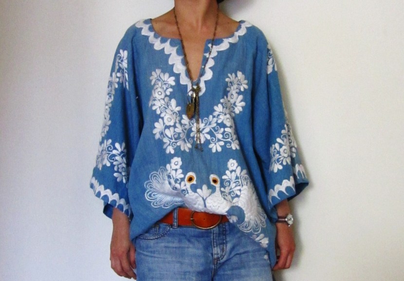 embroidered mexican lovebirds