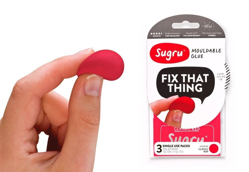 Sugru red blob and packshot